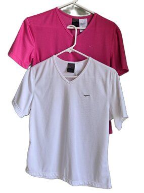 Set of 2 NIKE DRI-FIT V-Neck AthleticTops AS-NEW Activewear Short Sleeve Size S